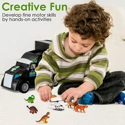 Flash Sale 🧨 Dinosaur Transport Truck, Carrier Toy Car With Dinosaurs Wild Life Car Helicopter, Portable Handle Best Dinosaur Toy For Boys 👧 Girls Age 3+(Black) 🔥 -Vehicles Online Shop 51qg4yMrt6L