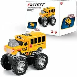 Best Sale ⌛ School Bus Monster Truck Toy Kids Electric Motor Vehicle With Button Activated Motorized Drive, Sounds And Flashing Ligh 🥰 -Vehicles Online Shop 51qoT0OIDQL