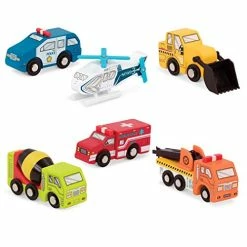 Flash Sale 🧨 Wooden Vehicles – Miniature Wooden Toys, Including Toy Cars, Toy Trucks, Toy Helicopter & Ambulance, For Kids Age 3-Year-Old & Up (6-Pcs) 🎉