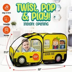 Hot Sale 💯 School Bus Pop-Up Kids Tent With Sound Play Button, Ball Pit For Toddler & Up - Easy Setup Kids Tent For Indoor & Outdoor, Daycare Playground Activities & Pretend Play, Great For Kids 👍 -Vehicles Online Shop 51rS01t1DPL