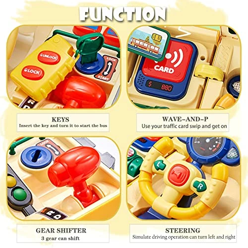 Outlet 😉 School Bus Toy With Sound And Light, Simulation Steering Wheel Gear Toy, Toddlers School Bus Toys With Music Education Knowledge Simulation Driving Bus Toys, For 1-3-5 Boys & 👧 Girls 🔔 5 Outlet 😉 School Bus Toy With Sound And Light, Simulation Steering Wheel Gear Toy, Toddlers School Bus Toys With Music Education Knowledge Simulation Driving Bus Toys, For 1-3-5 Boys & 👧 Girls 🔔 - Image 3