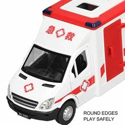 Discount 🌟 Ambulance Car Toy, Ambulance Toy Car Alloy High Simulation Friction Powered Wheels Emergency Vehicle Toy With Light And Sound For Kid 🌟 -Vehicles Online Shop 51s7j06YWLL