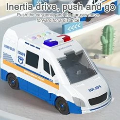 Coupon 🔔 Ambulance Toy For Kids, Police Car Toy In 2 Modes - Car Mode Or Track Mode, Car Garage Toys With 4 Die Cast Mini Cars 👏 -Vehicles Online Shop 51tsdt7GD7L