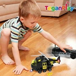 Best deal ✔️ Police Car Toy With Rescue Helicopter Toys For Boys | Emergency Vehicles Toy Set Friction Powered With Realistic Lights And Sounds 🥰 -Vehicles Online Shop 51uDZyjR7EL