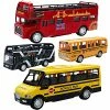 New 🤩 Bus Toys Die Cast Metal Toy Cars Pull Back School Bus Double Decker London Vehicles Friction Powered City Sightseeing Tour Bus Play Vehicle Toy Set For Kids 4 Pack 🌟