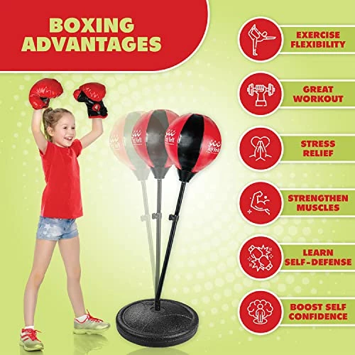 Wholesale ⌛ Punching Bag For Kids And Adults Boxing Set With Adjustable Standing Base, Boxing Gloves, Hand Pump Red & Black 😍 4 Wholesale ⌛ Punching Bag For Kids And Adults Boxing Set With Adjustable Standing Base, Boxing Gloves, Hand Pump Red & Black 😍 - Image 2