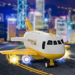 Flash Sale ✨ Toddler Airplane Toys For 2 3 4 5 Year Old Boys & 👧 Girls, Kids Toys Plane With Lights And Sounds, Transport Cargo Airplane With 4 Construction Cars Yellow 😍 -Vehicles Online Shop 51vENXwJGXL