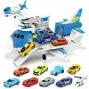 Deals 😉 Airplane Toys- Aircraft Carrier Toy Helicopter Toy Set Car Track Cargo Plane For 3 4 5-7 Year Old Boys,9 In 1 Take Apart Cargo Plane Toys Including 8 Cars And 1 Helicopter, Gifts For Kids Boys ⭐
