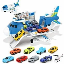 Deals 😉 Airplane Toys- Aircraft Carrier Toy Helicopter Toy Set Car Track Cargo Plane For 3 4 5-7 Year Old Boys,9 In 1 Take Apart Cargo Plane Toys Including 8 Cars And 1 Helicopter, Gifts For Kids Boys ⭐