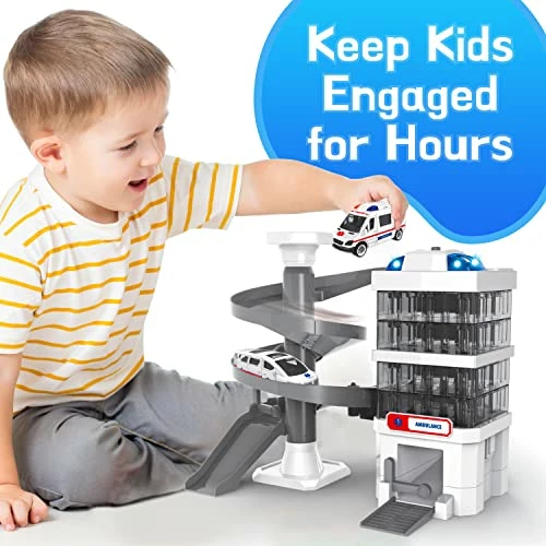 Cheapest βοΈ Car Garage Toy, Car Tracks For Boys With 2 Ambulances And Lights & Sounds, 21 Pcs Kids Toy Car Ramp Rescue Station With Building Instructions, For Toddlers Boys π§ Girls 3+ β 5 Cheapest βοΈ Car Garage Toy, Car Tracks For Boys With 2 Ambulances And Lights & Sounds, 21 Pcs Kids Toy Car Ramp Rescue Station With Building Instructions, For Toddlers Boys π§ Girls 3+ β - Image 3