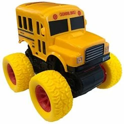 Best Pirce 🔥 Yellow School Bus Toy With Yellow Monster Truck Tires, Push N Go Toy Car For Kids, Durable Plastic Material, Best 🥳 Birthday Gift For Boys, 👧 Girls, Toddlers 😀