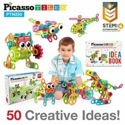 Best Sale 😀 STEM Learning Toys 250 Piece Building Block Kids Construction Engineering Kit Toy Blocks Children Early Education Playset W/ Free IdeaBook, Power Drill, Clickable Ratchet, Age 3+ PTN250 👏 -Vehicles Online Shop 51xHuSlG3IL