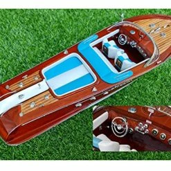 Buy ❤️ Good Present For Model Collectors Wooden Detailed Handmade Blue Italian Speed Boat Model 21" Souvenir Meaningful Manual Gift 💯