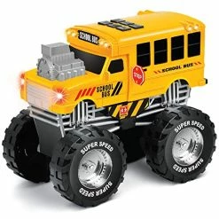 Best Sale ⌛ School Bus Monster Truck Toy Kids Electric Motor Vehicle With Button Activated Motorized Drive, Sounds And Flashing Ligh 🥰