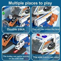 Coupon 🔔 Ambulance Toy For Kids, Police Car Toy In 2 Modes - Car Mode Or Track Mode, Car Garage Toys With 4 Die Cast Mini Cars 👏 -Vehicles Online Shop 61AhfnZ3f7L