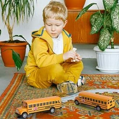 Buy ⌛ School Bus Toy For Toddlers - 5 Inch 2 Set Die-cast Play Vehicles Pull Back Car Yellow School Bus Toys Gift For Kids With Lights Sounds And Openable Doors 🛒 -Vehicles Online Shop 61EvLmcxfXL