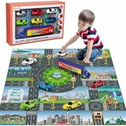 Flash Sale ⭐ Diecast Racing Cars Toy Set W/ Activity Play Mat, Truck Carrier, Alloy Metal Race Model Car & Assorted Vehicle Play Set For Kids, Boys & 👧 Girls 😉 -Vehicles Online Shop 61MPfBBnTSL. AC