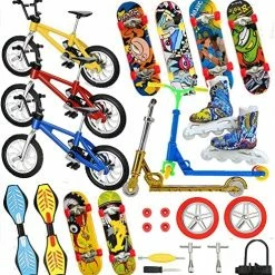 Brand new ✨ Mini Finger Toys Set, Finger Bike Finger Skateboard Fingertip Movement Set Tiny Swing Board Fingertip Movement Party (9 PCS Set) ⌛ -Vehicles Online Shop 61Q6303E6rL. AC