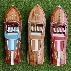 Buy ❤️ Good Present For Model Collectors Wooden Detailed Handmade Blue Italian Speed Boat Model 21" Souvenir Meaningful Manual Gift 💯 -Vehicles Online Shop 61Rb08rUg8L