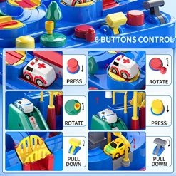 Best Pirce 🥰 Kids Race Track Car Adventure Toy For Toddlers - Car Rescue Adventure Toys Gifts For Boys Age 3, Car Toys For Toddlers 2-4 Years, Educational Puzzles Car Toys For 4 5 6 Year Old Boys 👧 Girls 🥰